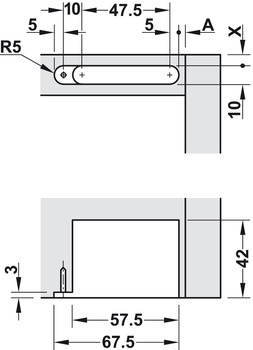 Drilling pattern for cabinet top panel or base panel 