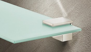 Shelf support with clamp, for wooden and glass shelves