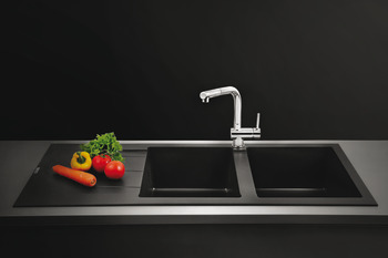 Sink, Granite, HS-G11650, double bowl with drainer, 116 cm
