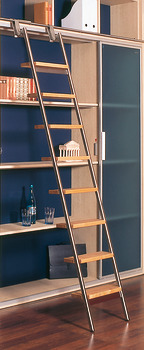 Service+ hook-in ladder made to measure, with steps, birch