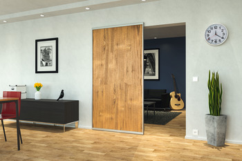 Sliding door fitting, Slido D-Line43 80N, frame door for glass and wooden panel