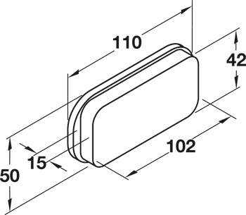 Inset handle, Wood, rectangular