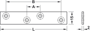 Connecting plates, Steel, with 4 screw holes