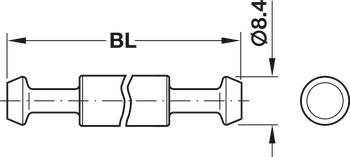 Double-ended bolt, Maxifix system, for 8.4 mm holes