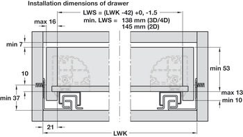 Drawer set, Dynapro, load bearing capacity 70 kg