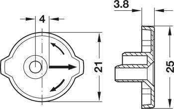 Drawer front adjuster, 2-piece