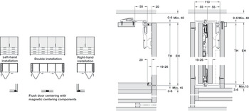Wooden folding sliding doors, HAWA Folding Concepta 25, set, hinges with soft closing mechanism