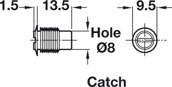 Magnetic catch, pull 2.0 kg, for 8 mm drill hole