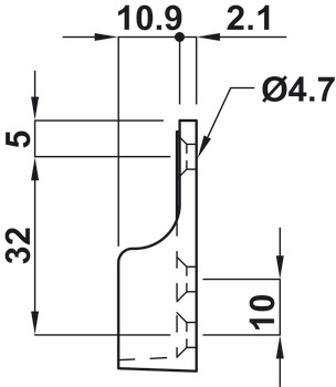 Rail end support, For OVA wardrobe rail 30 x 15 mm