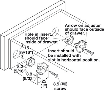 Drawer front adjuster, 2-piece