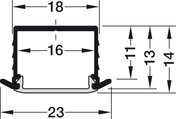 Profile for recess mounting, Depth 11 mm, aluminium