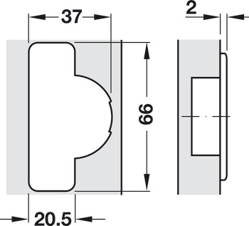 Concealed hinge, Häfele Duomatic 94°, full overlay mounting, for refrigerator doors