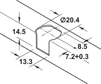 Connector housing, Rafix Tab 20 S, for shelf thickness from 19 mm