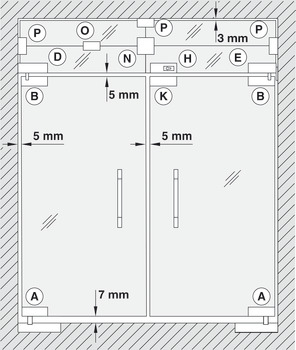Patch fitting for double action doors, top, Startec, for all-glass double action doors