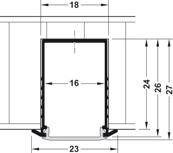 Profile for recess mounting, Depth 24 mm, aluminium