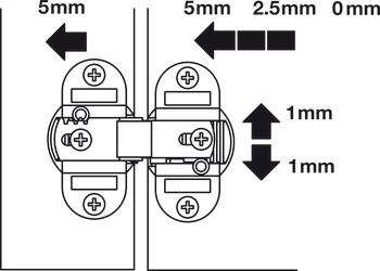 Folding door hinge, Gap 0–10 mm, opening angle 180°