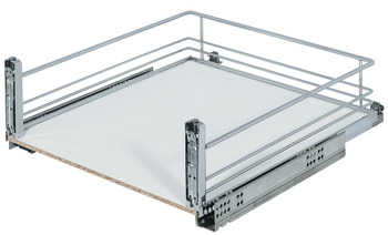 Pull-out, installation behind hinged doors, roller bearing guided, shelf