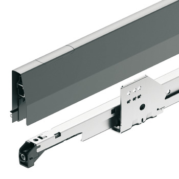 Drawer side runner system, Full extension, with integrated soft closing and self closing mechanisms