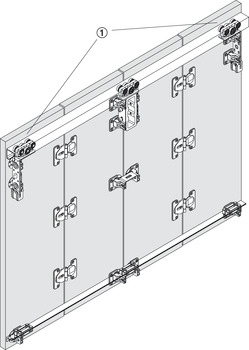 Sliding door fitting, Silent-Fold 40, set components