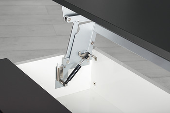 Swing-up table top fitting, Tavoflex, with integrated soft closing mechanism