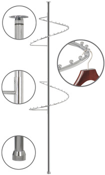 Spiral garment rail, swivels by 360°, steel, chrome plated, polished