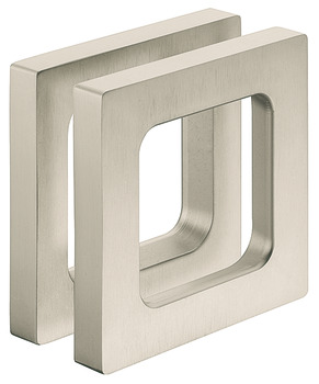 Flush pull handle for sliding doors, Aluminium, two-sided, square, for glass doors